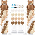 Kasyat 2 Set Bear Balloon Column Stand Kit Bearly Baby Shower Balloon Arch Kit, Bear Baby Shower Decorations with Brown Beige Nude Tan Balloons for Boho Neutral Gender Reveal Birthday Party