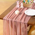 Socomi Cheesecloth Table Runner Rose Gold Easter Spring Gauze 120 Inch Rustic Boho Cheese Cloth Runner for Wedding Party Baby Bridal Shower Centerpiece Decoration Holiday Home Decorations