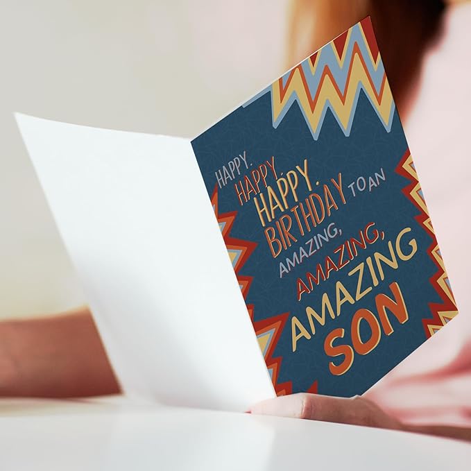 Son Birthday Card, To My Son Birthday Card Gifts from Mom Dad,Gifts for Adult Sons Gift Ideas-8x5.3 Inches, Double-Sided