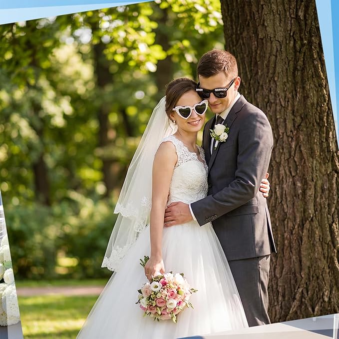 JATEBI Heart Bride and Groom Sunglasses for Wedding Day Just Married Sunglasses Honeymoon Accessorie Wedding Decoration