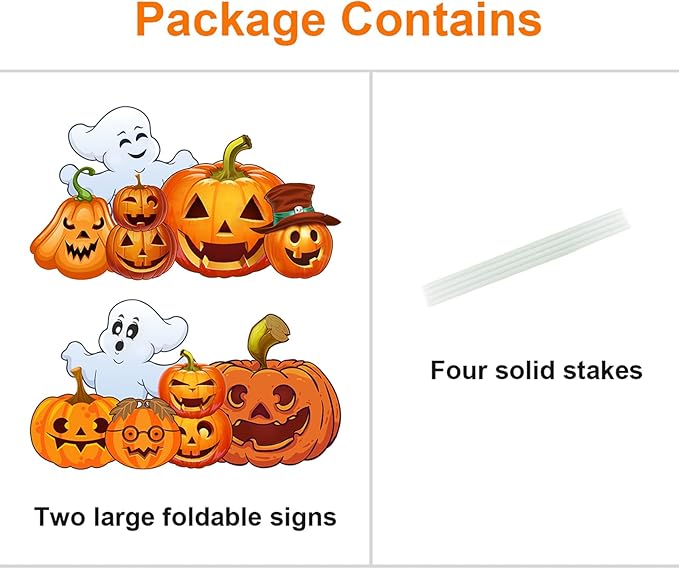 Large Halloween Decorations Outdoor Yard Signs, 2pcs Halloween Ghost Pumpkin Decor Yard Stakes Prop for Lawn Decorations Outdoor Garden Home Party Decor