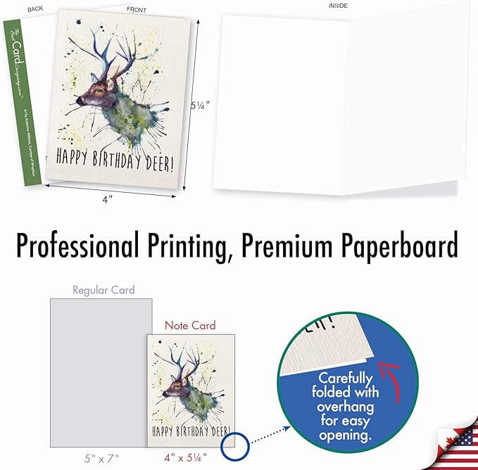 The Best Card Company - 10 Blank Happy Birthday Note Cards - Assorted Bulk Cute Humorous Animal Pun Birthday Greeting Cards Boxed Set (4 x 5.12 Inch) - Wildlife Expressions M2954BDB