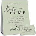 Light Green Baby Shower Measure The Baby Bump, Measure Mommy's Belly Game Set - 1 Self-Standing Sign And 50 Tickets - Gender Reveal, Baby Shower, Baby Announcement Activity & Party Favor Supplies -A13
