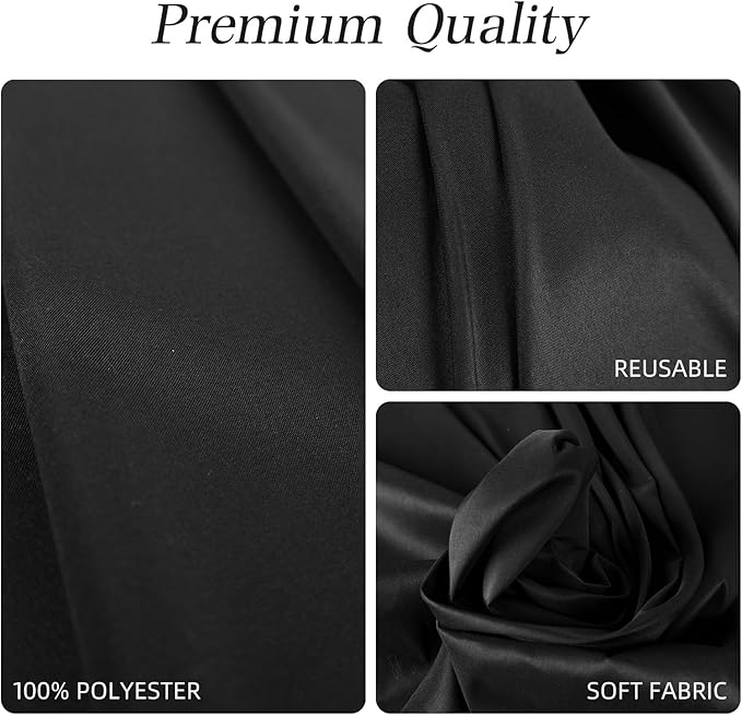 WIGENIUS 2 Pack Black Table Cloth Rectangle Tablecloths 60X84 Inch,Polyester Table Cloth for 4 Foot Rectangle Tables,Wrinkle Resistant Washable Fabric Table Covers for Party,Wedding Banquet