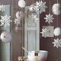 24Pcs Snowflake Christmas Hanging Party Decor Supplies,12 PCS 3D Silver Snowflakes & 12PCS 3D White Paper Snowflakes Hanging Garland for Christmas Winter Holiday New Year Wonderland Party Decoration