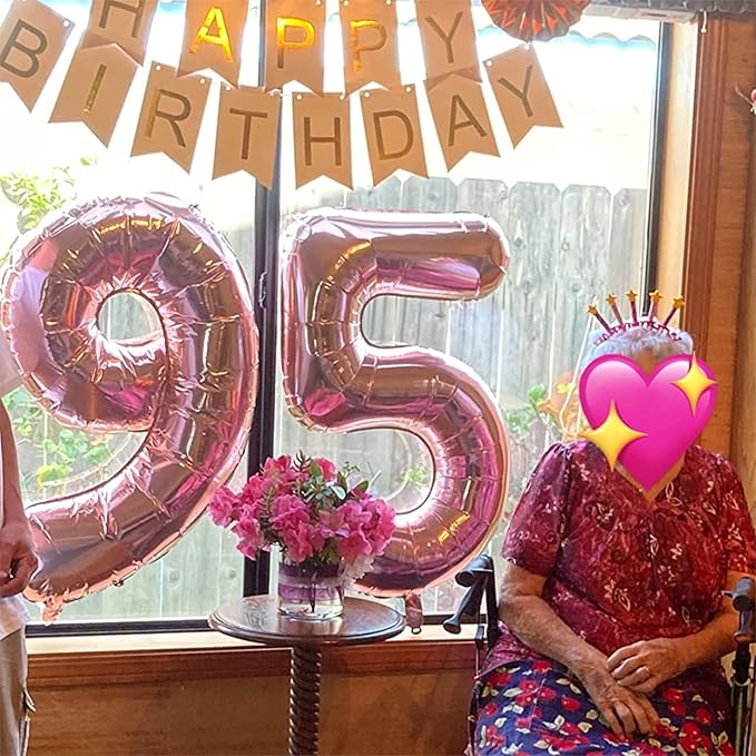 Rose Gold 50th Birthday Balloons - 40 Inch Large Mylar Foil Number 5 and 0 Balloons for Women's 50th Anniversary Party Decorations