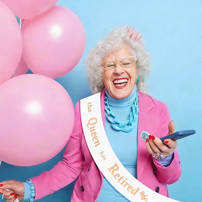 Retirement Party Decorations Gifts For Women Retirement Sash The Queen Has Retired Sash Party Favors Supplies White Glitter