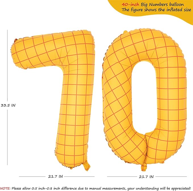 40-Inch Large Number Balloon Toy Inspired Story Matte Yellow Birthday Balloon Western Rodeo Party Supplies Boy Girl Story Anniversary Kids Birthday Party Cowboy Farm Themed Baby Welcome Decorations