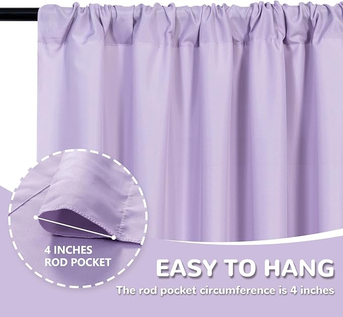 MEETSKY Purple Backdrop for Parties Wedding Lavender Backdrop Curtains Rod Pocket Drapes Fabric Decoration for Grils Birthday Backdrops Party Baby Shower Photoshoot,5ft x 10ft,2 Panels