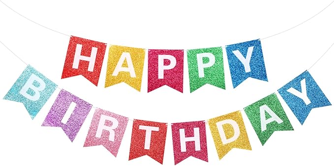 Irenare 4 Pieces Happy Birthday Banner Colorful Birthday Party Decor Rainbow Felt Garland Banner Rainbow Party Decorations Supplies (Shimmering Pink)