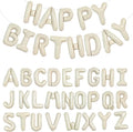 TONIFUL 65 Pcs Personalized Name Letter A-Z Balloons 16 Inch Cream White Happy Birthday Balloon and 2 Sets A-Z Foil Letter Balloons Create Your Own Name Banner for Birthday Celebration Party Decor