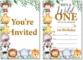 Soiceu Safari Wild One First Birthday Invitations with Envelopes Set of 20 Jungle Animals Boy 1st Birthday Invites Fill in Blank
