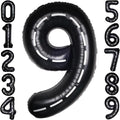 Race Car 40Inch Black 9 Balloon Number Large Helium Race Track 0-9 Giant Digital 9th Foil Mylar Big Party Number Balloons for Boy Birthday Car Theme Party Anniversary Graduation Decorations