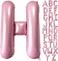 40 Inch Pink Letter H Balloons - Foil Mylar Helium Alphabet for Birthday Party Supplies, Anniversary Event Celebration Decorations