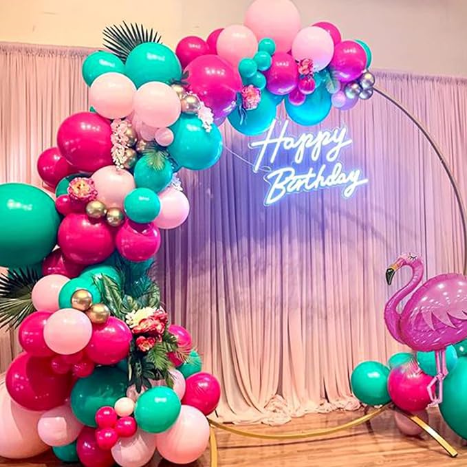 Hot Pink and Teal Balloon Arch Kit, 112Pcs Pink Teal Balloon Garland Kit Teal Blue Hot Pink Latex Balloons Turquoise Pink Helium Balloons for Birthday Summer Party Baby Shower Wedding Anniversary