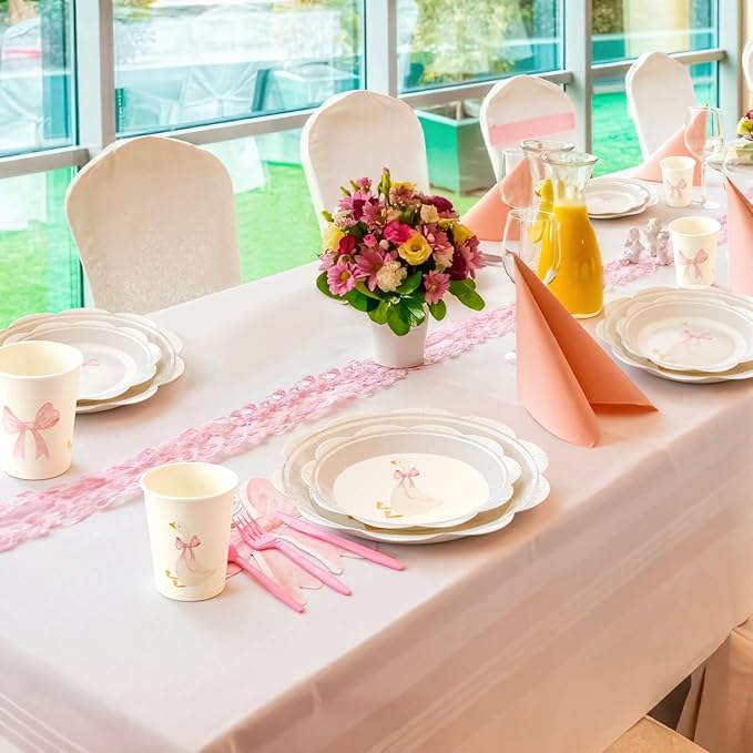 One Silly Goose Birthday Party Tableware Set for 25 Guest Disposable Plates Cups Bow Napkins Fork Knife Spoon Silly Goose Baby Shower Party Favors Birthday Decorations(175,Pink)