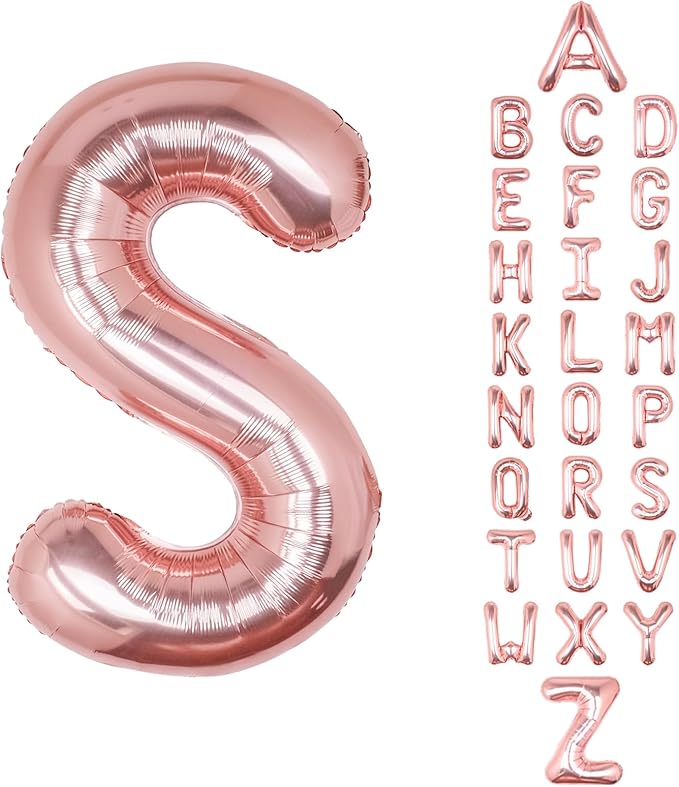 Letter Balloons 40Inch Large Giant big Foil Mylar Rose Gold Balloons S for Birthday Party Decorations
