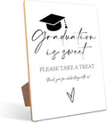 Graduation is Sweet Bar Sign - Congrats Grad Party Decorations Favors Supplies, Graduation Centerpieces for Tables 2026, 8×11 Wooden Sign with Stand