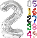 Silver Number 2 Balloon 40 Inch, 2nd Birthday Decoration for Toddlers Girls Boys, Sparkling 2 Number Balloon Party Decor