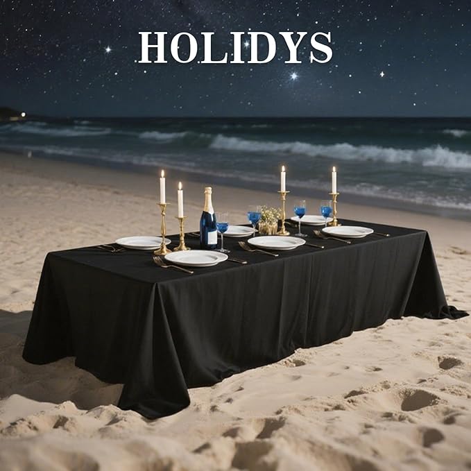 WIGENIUS 2 Pack Black Table Cloth Rectangle Tablecloths 70X120 Inch,Polyester Table Cloth for 8 Foot Rectangle Tables,Wrinkle Resistant Washable Fabric Table Covers for Party,Wedding Banquet