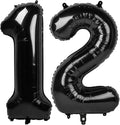 12 Balloon Number 40 Inch, Black Large Number Balloons Birthday Gift for 12 21 Years Old, Maylar Balloon Decorations for Wedding Engagement Graduations Memorial Day's