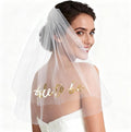Bride to Be Wedding Veil Bachelorette Party Favors Accessories, White Bridal Shower Gifts for Bride Decorations Short Headband Engagement Gifts for Women