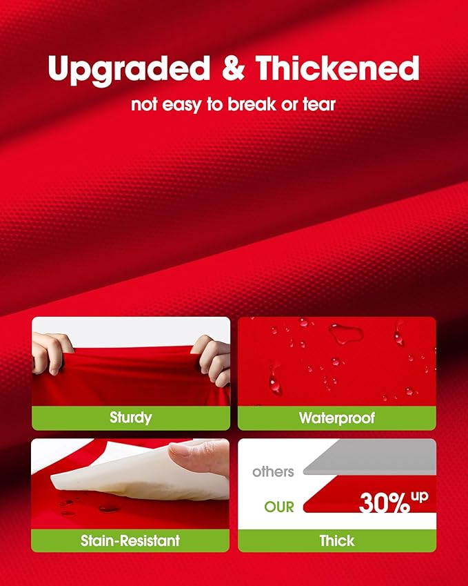 Pureegg Plastic Table Cloth Disposable 10 Pack, 84'' Round Table Cloths, Valentines Day, Thanksgiving, Christmas Decorations, Fall Tablecloths, Round, Plastic Cover, Leakproof & Sturdy, Red