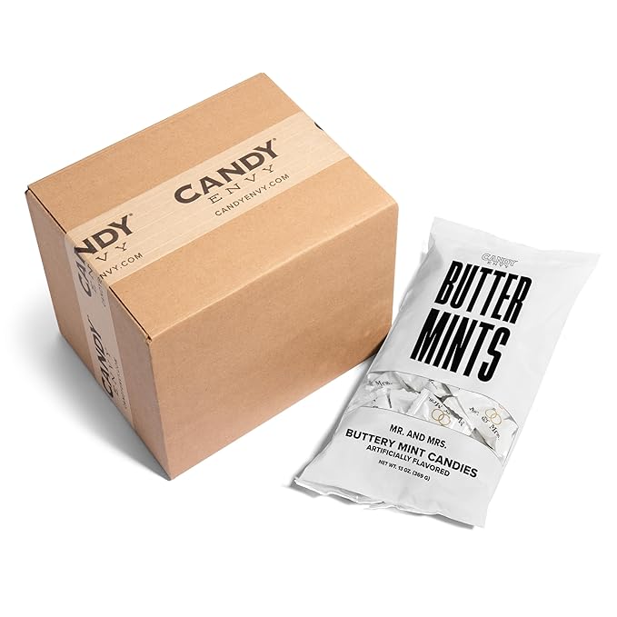 Candy Envy - Mr. and Mrs. Buttermints - 10 Bags Casepack with Approximately 100 Mint Per Bag - Wedding Candy Party Favors