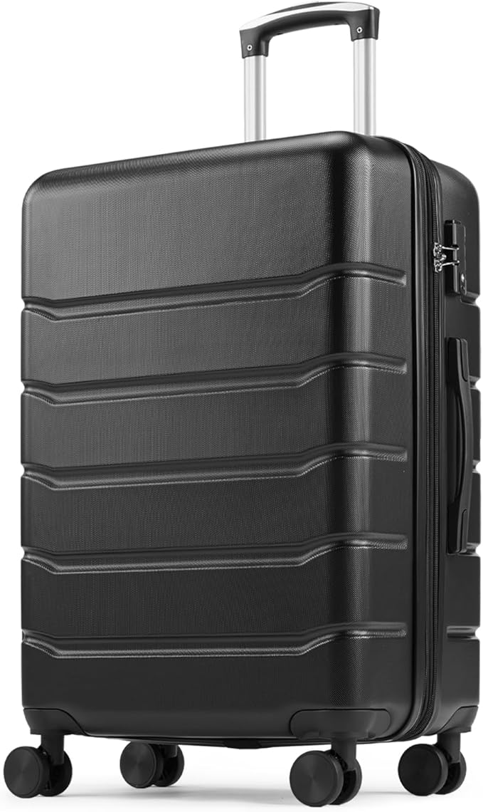 Sweetcrispy Carry on Suitcase, Luggage with Spinner Wheels, Hard Shell ABS, TSA Lock, 20 Inch Black
