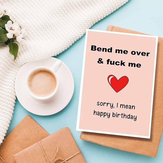 Rude Birthday Card for Husband, Naughty Boyfriend Birthday Card from Girlfriend, Dirty Birthday Card for Men, Bend Me Over & Fuck Me