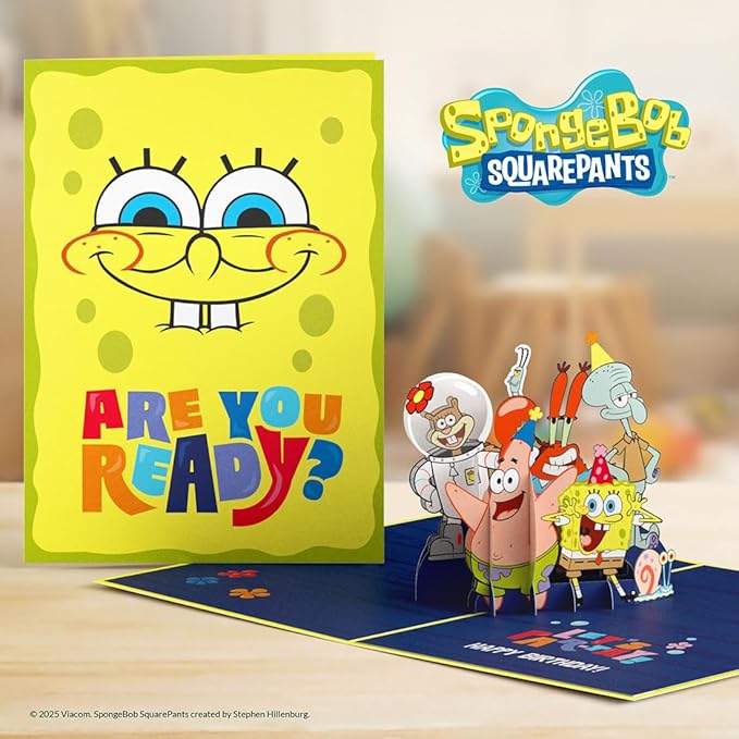 Lovepop Spongebob Squarepants Birthday Pop-Up Card for Her and Him - 3D Greeting Cards for Boys, Girls, Men, Women - 5" x 7" Card - Blank Notecard & Envelope Included