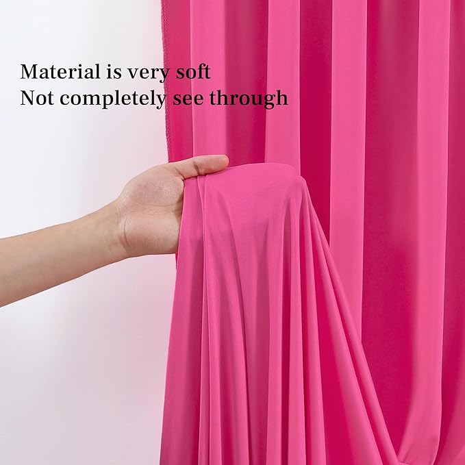 8x10FT Hot Pink Backdrop Curtains for Wedding Parties, Wrinkle Free Polyester Fuchsia Photography Backdrop Drapes for Baby Shower Birthday Parties Valentines Decorations 4x10ft,2 Panels