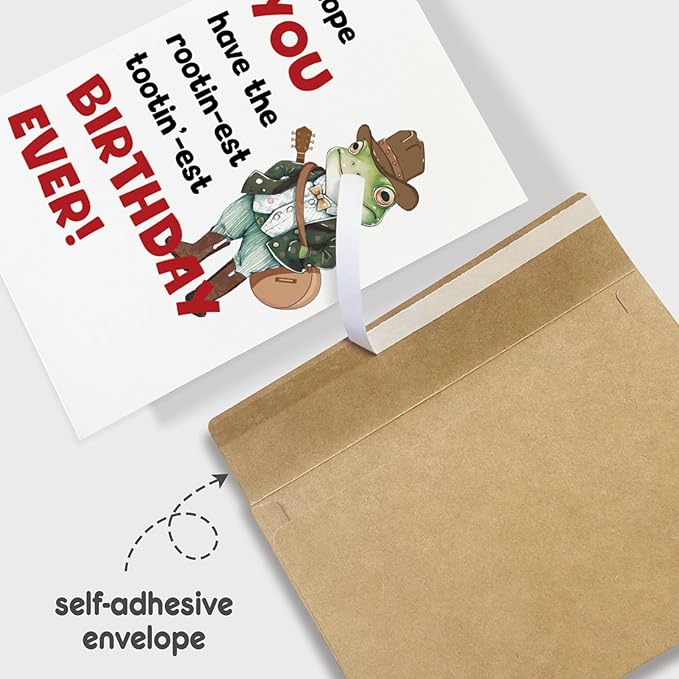 Frog Cowboy Birthday Card for Men Women, Funny Frog Birthday Card for Friend, Cute Birthday Card for Him Her, You Have The Rootinest Tootinest Birthday Ever