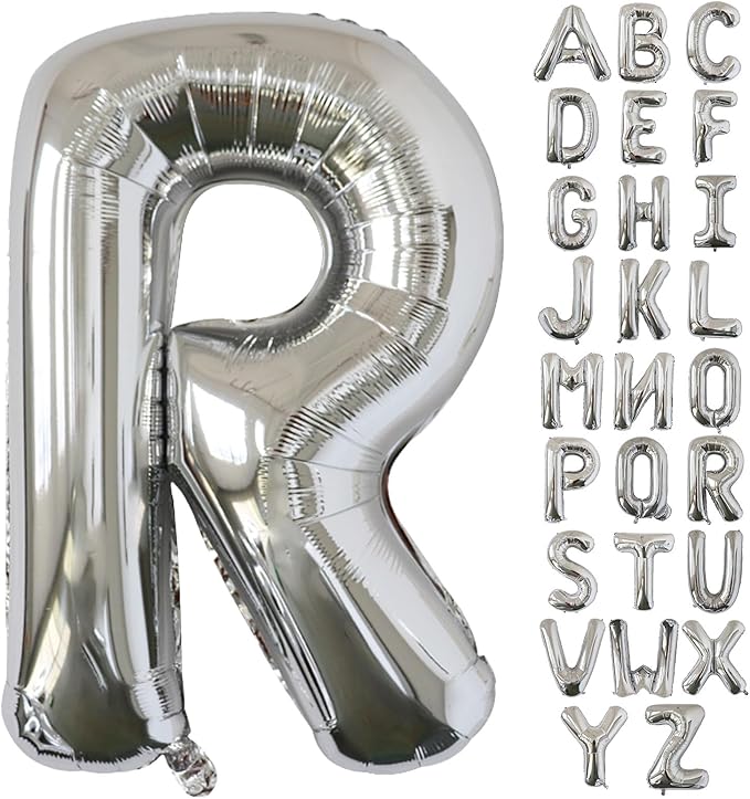 KALOR 40 Inch Silver Letter R Balloons Jumbo Foil Mylar Helium Big Balloons for Birthday Party Anniversary Baby Shower Supplies