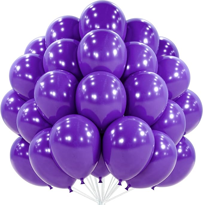 PartyWoo Dark Purple Balloons 101pcs 12 Inch Royal Purple Latex Helium Balloons for Birthday Baby Shower Graduation Anniversary Bachelorette Princess Butterfly Themed Party Decorations Purple-Y16