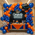 kozee royal blue and orange balloon garland arch kit 150+pcs with graduation cap Blue star mylar balloons for Men birthday 2026 Graduation Ceremony Prom decorations