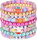 Surfer Heishi Bracelets for Women Stackable Rainbow Vinyl Disc Clay Beaded Stretch Bracelets Elastic Layering Friendship Bracelets Boho Summer Beach Jewelry