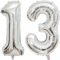 Large Silver 13 Number Balloons, 40 Inch Jumbo Number 13 Balloon, Silver Foil Mylar Balloons for Girl Sweet 13th/31th Birthday Party, Anniversary Decorations