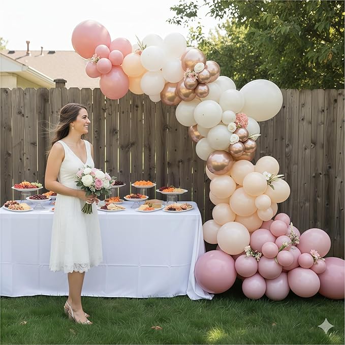 Nude Dusty Pink Balloons Set, 60Pcs 12 Inch Retro Blush Pink Apricot Helium Balloon Beige Sand White Champagne Gold Latex Neutral Balloons for Birthday Wedding Baby Bridal Shower Party Decorations