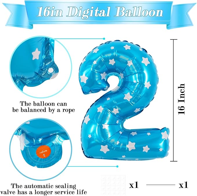 TONIFUL Balloons 16 Inch Blue polka dot 0-9 Number Mylar Foil Balloons Custom digitalal Balloons for 2026 New Year Eve Birthday Party Engagement Graduations Anniversary Baby Shower