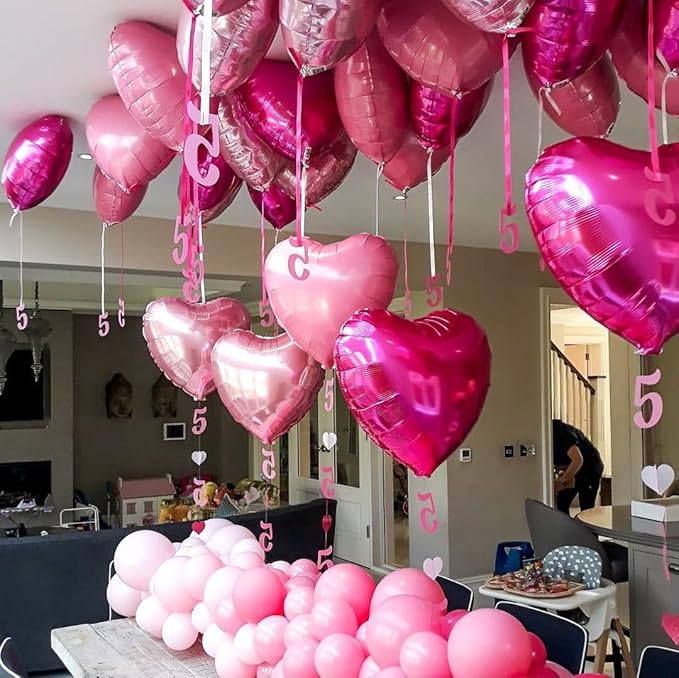 Pink Heart Shaped balloons Pack of 12,18 Inch Love Valentine Balloons Heart Romantic Balloons For Valentines Day Propose Marriage Wedding Bridal Shower Engagement Party Decorations