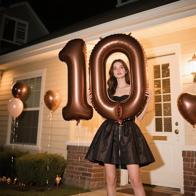 40 Inch Dark Brown Balloon Number 0 Balloon,Chocolate Jumbo Mylar Foil Helium Balloon for 10 20 30 40 50 60 70 2025 Birthday Digital Balloons for Birthday Party,Wedding Anniversary Party Decorations