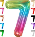 KatchOn, Giant Jelly Number 7 Balloon - 40 Inch | Multicolor Rainbow 7 Balloon Number Birthday Decorations | Rainbow 7 Balloons for Birthday Girl, Boy | 7 Number Balloons for Anniversary Decorations