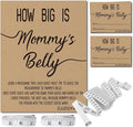 How Big is Mommy's Belly? Rustic Baby Shower Gender Neutral Game Includes 8x10 Inch Kraft Standing Sign and 50 Guessing Cards, 3 Rolls 10 Feet Measuring Tape