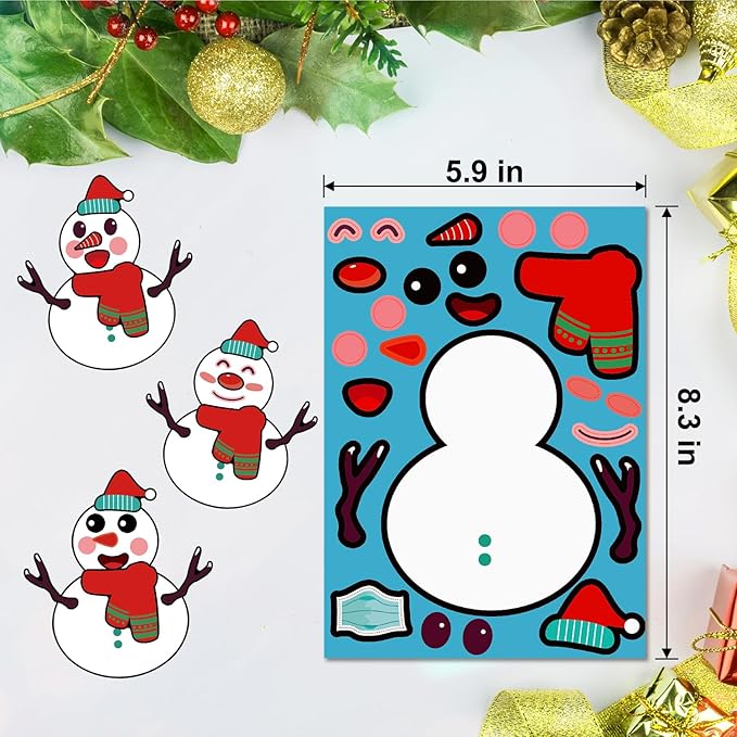 Christmas Stickers for Kids, 36 Sheets Make Your Own Christmas Crafts Party Favors for Kids Boys Girls, Holiday Stickers Party Games Activities Goody Bag Stuffers Gifts