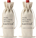 2PCS Married Wine Bag Married Gifts for Couples Mr Mrs Marriage Honeymoon Gift Wedding Party Decorations Getting Engaged Wine Bottle Bag Champagne Bottle Wraps Bags