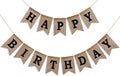Happy Birthday Banner - Pre‑Strung Burlap Birthday Decorations and Reusable Birthday Sign for Men, Women & Kids | Party Supplies Backdrop (Black)