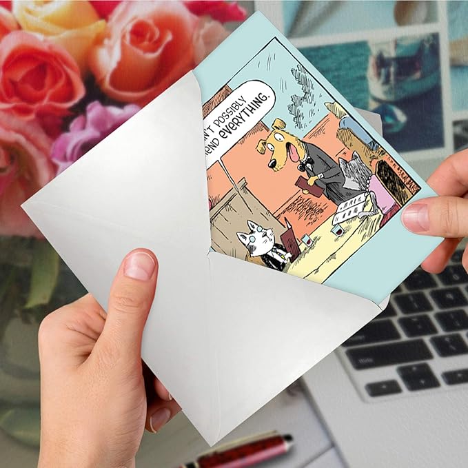NobleWorks - 1 Humor Birthday Card with Envelope - Funny Cartoons for Birthday Greetings, Celebration Notecard - Waiter Recommendations C6954BDG