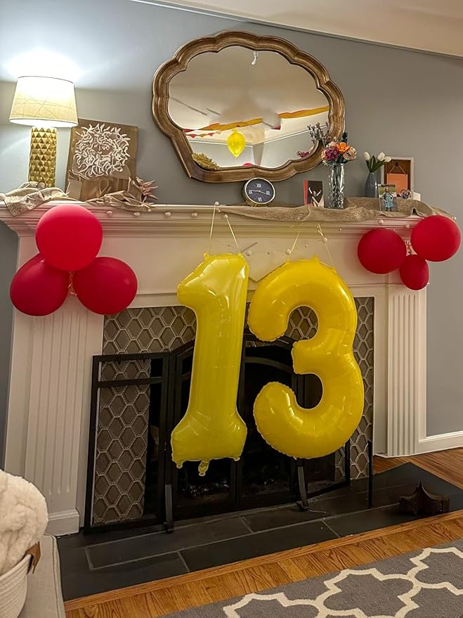 1 Balloon Number, 40 Inch Yellow Balloons for Birthday Party Decoration, Foil Number Ballon for 1, 10, 11, 15, 16, 18, 100 Celebration, Boy and Girl Birthday, Baby Shower, Anniversary Decor