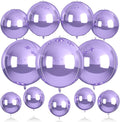 12Pcs Light Purple Round Balloons Foil, 22" 18" 15" 10" 4D Sphere Ball Balloon, Big Metallic Purple Foil Balloons for Wedding Anniversary Graduations Birthday Party Bridal Shower Decorations Supplies